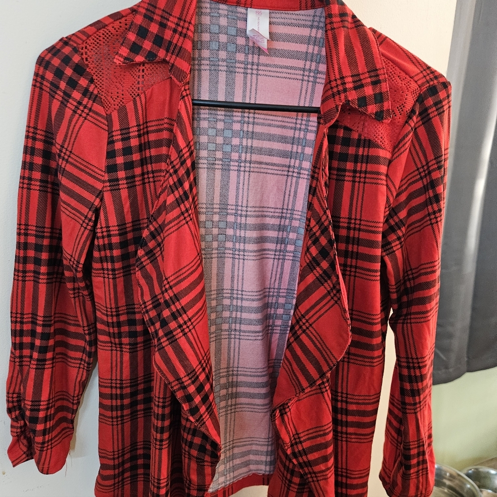 No Boundaries Red Plaid Women's Top